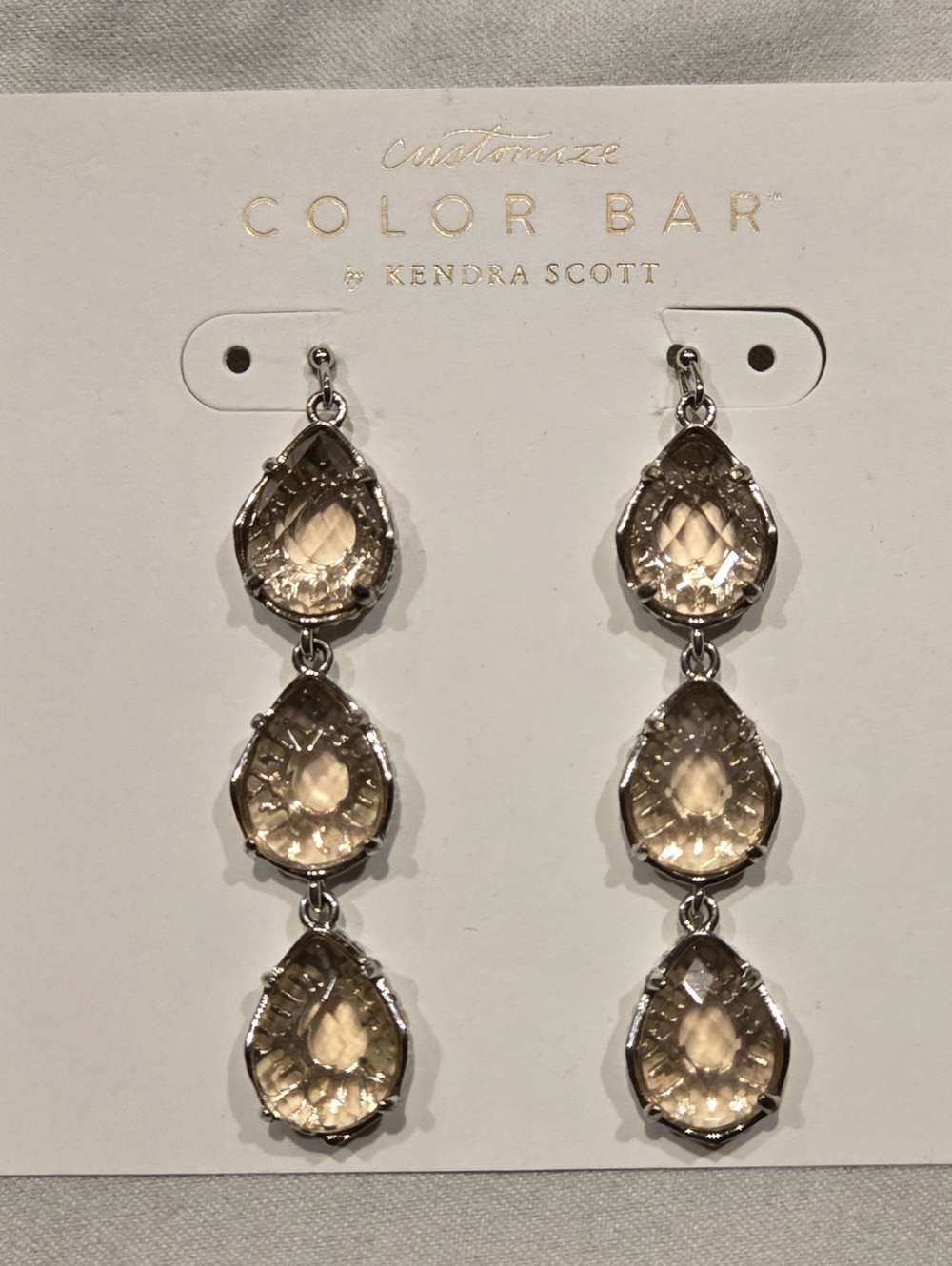 Kendra Scott Clear Peach Quartz Drop Earrings